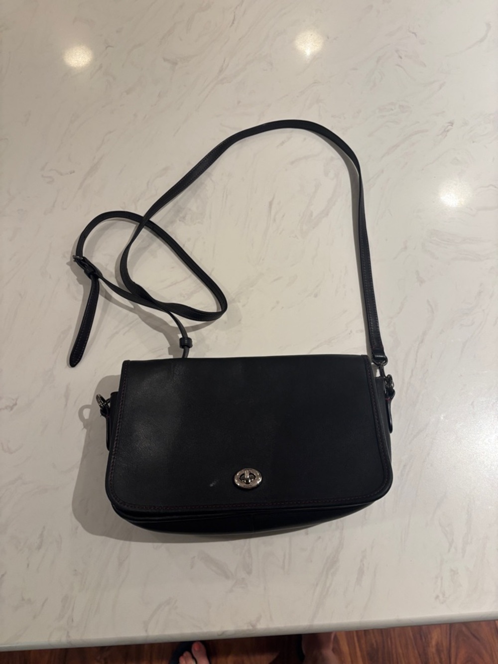 Classic Black Leather Crossbody Bag